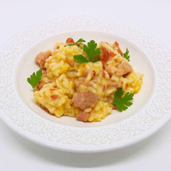 Risoto de Calabresa com Queijo Coalho e Tomate Seco