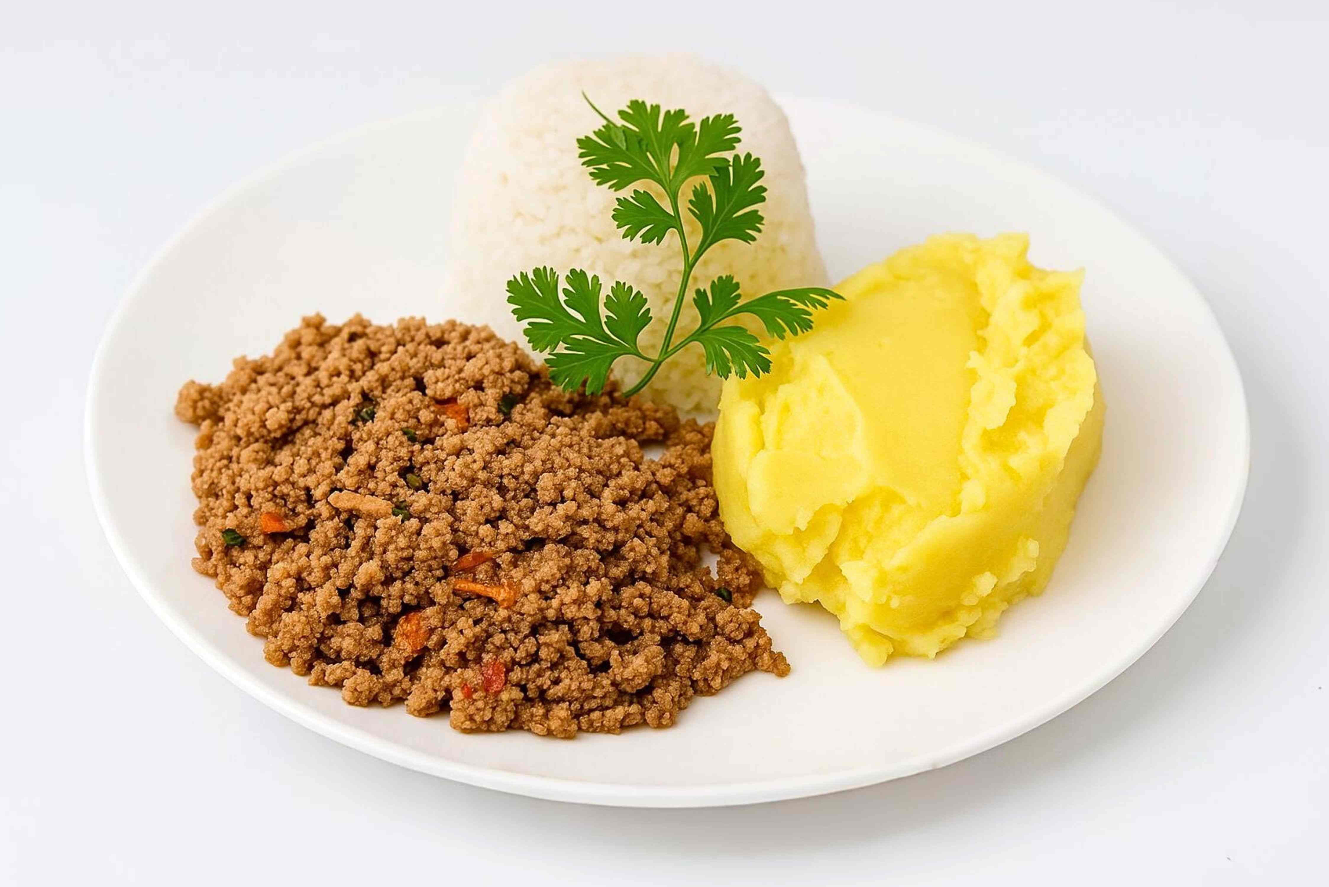 Arroz-carne-moida-pure