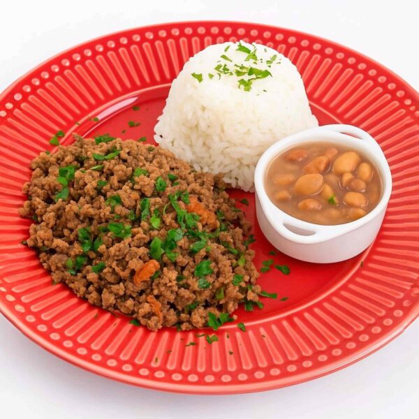 Carne Moída com Arroz Branco e Feijão Carioca