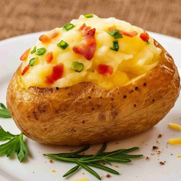Batata Assada Recheada com Queijos e Bacon